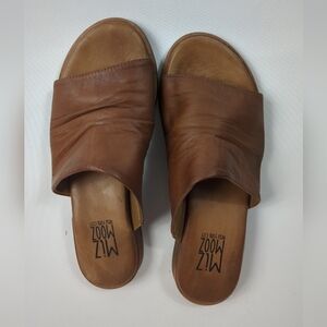 Miz Mooz Delilah Leather Slide Sandals Brown Women's Size 37